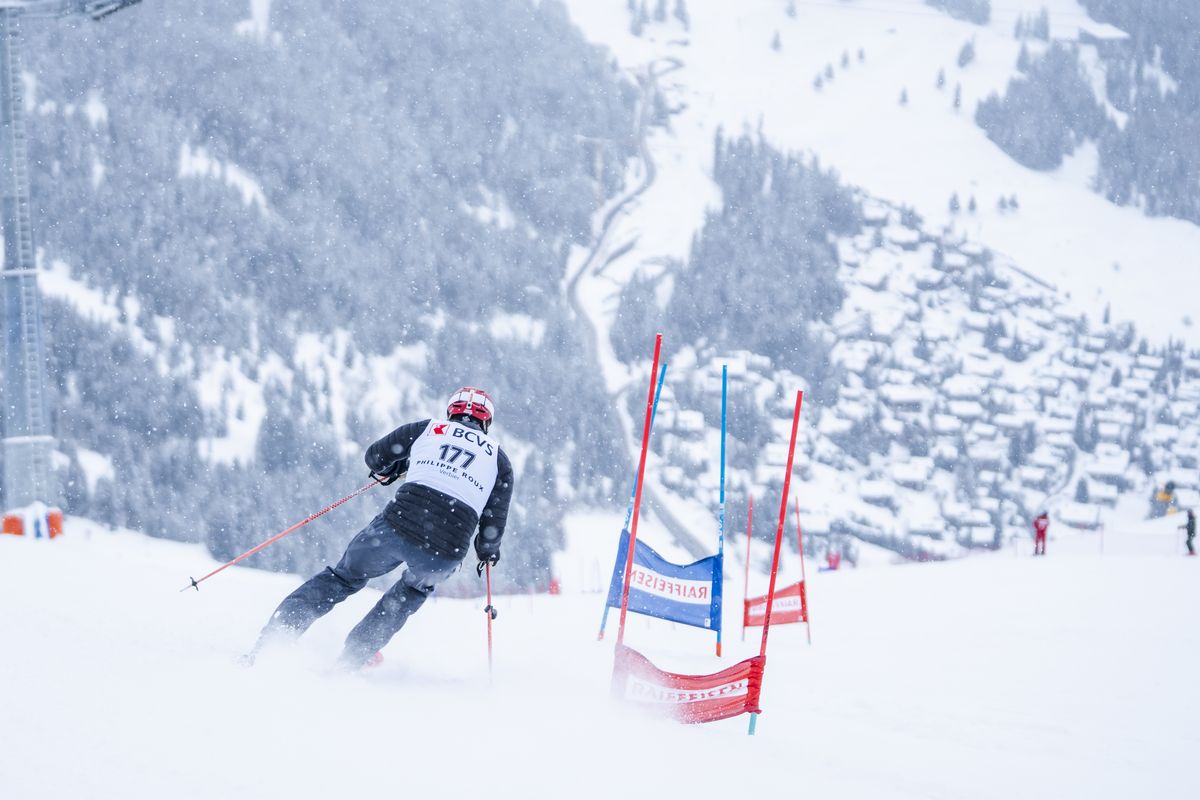 Les parents s’élancent aussi, Verbier en toile de fond.